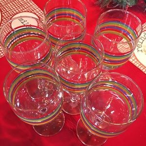 5 Striped wine glasses